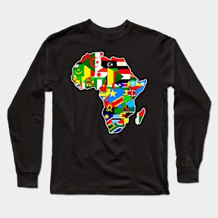 African Pride African Countries Flag Africa Map Long Sleeve T-Shirt